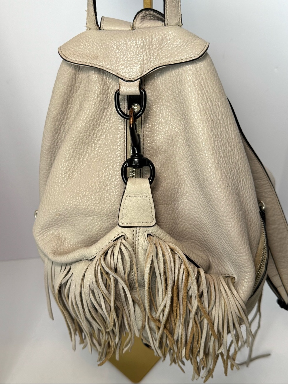 Rebecca Minkoff Julian Fringe Leather Backpack - Taupe / Putty